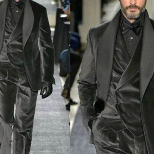 Men Formal Wear Vest - Black Velvet Men Suits Custom Made