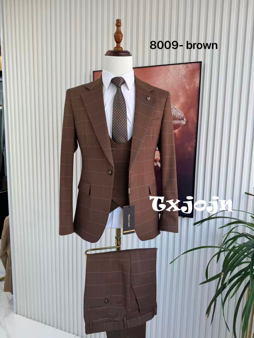 Men Formal Wear Vest - Men's Plaid Tuxedo 3 Pieces Jacket