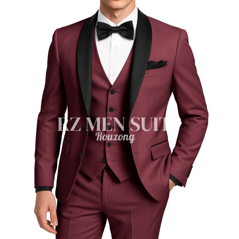 Men Formal Wear Vest - Mens 3 Piece Tuxedo Suit Slim