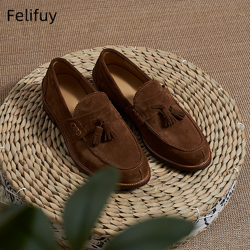 Formal Wear For Men In Wedding - New Brown Men Flat Loafers Cow