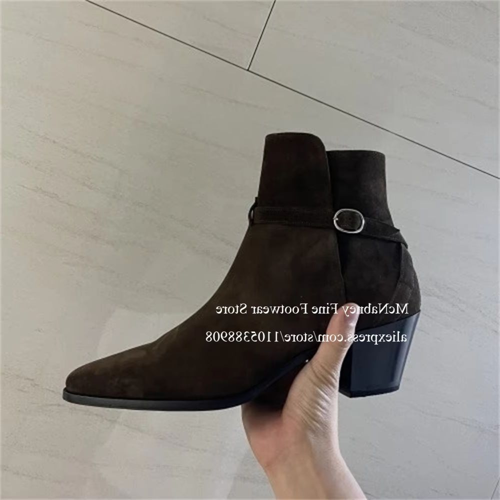 Mens Formal - Luxury Black Suede Buckle Strap Men