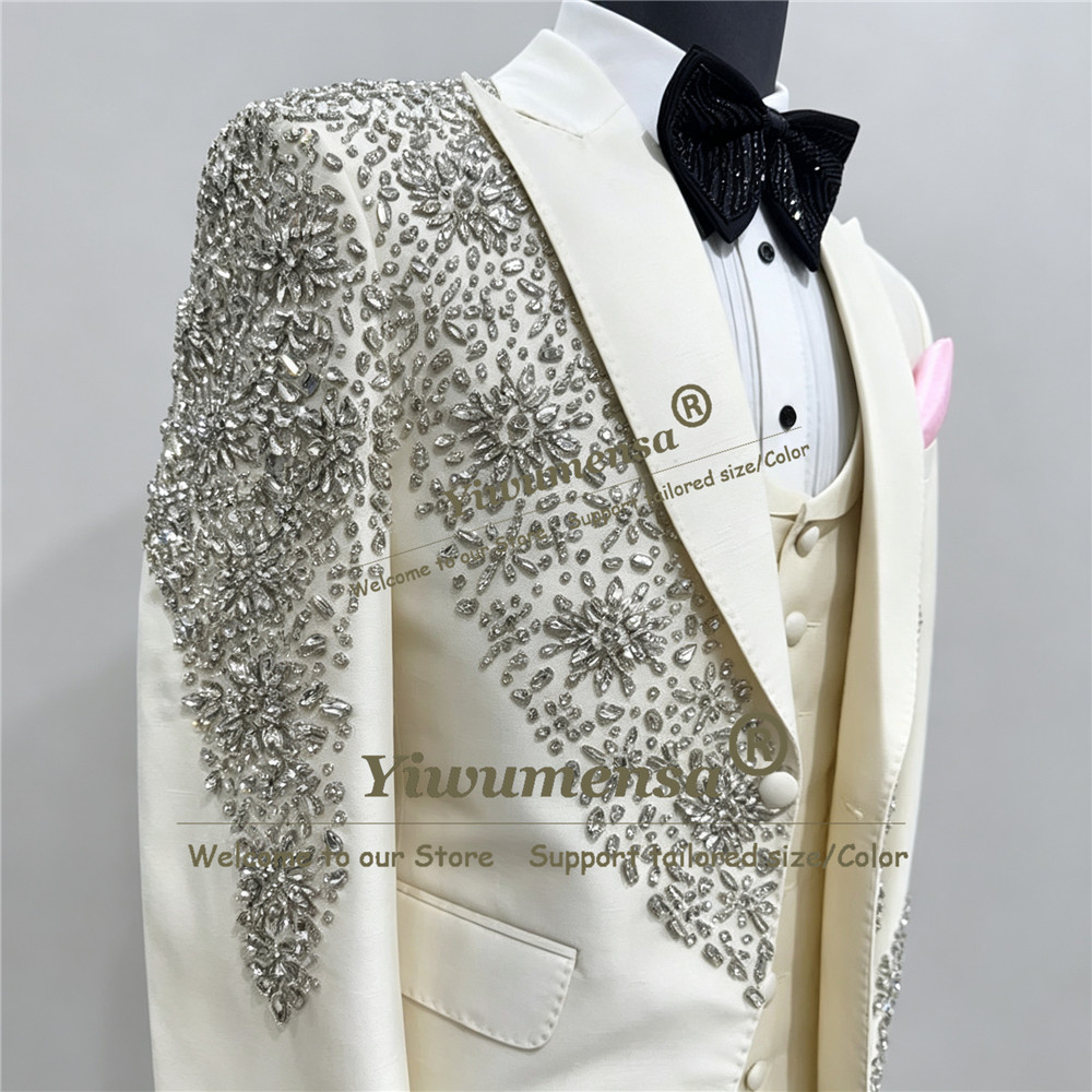 Men Formal Wear Vest - Sparkly Beaded Stones Wedding Suits For