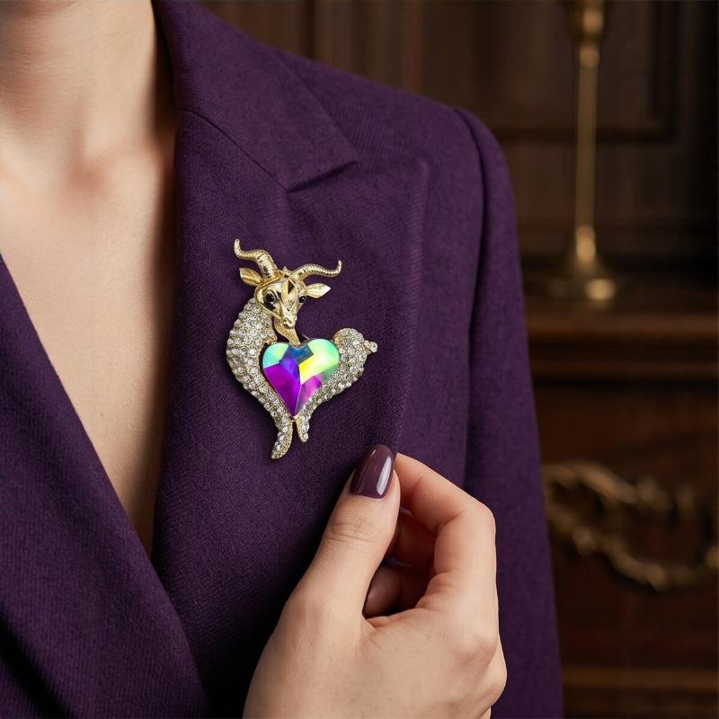 Unique Rhinestone Goat Brooch  - Unique Men'S Formal Wear ulasan dan harga