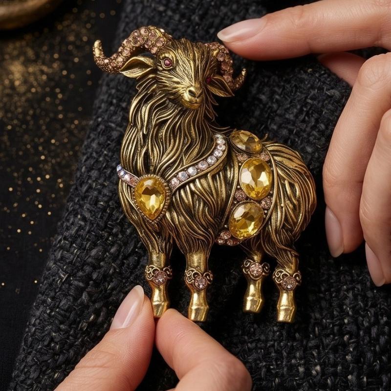 Unique Rhinestone Goat Brooch  - Unique Men'S Formal Wear ulasan dan harga
