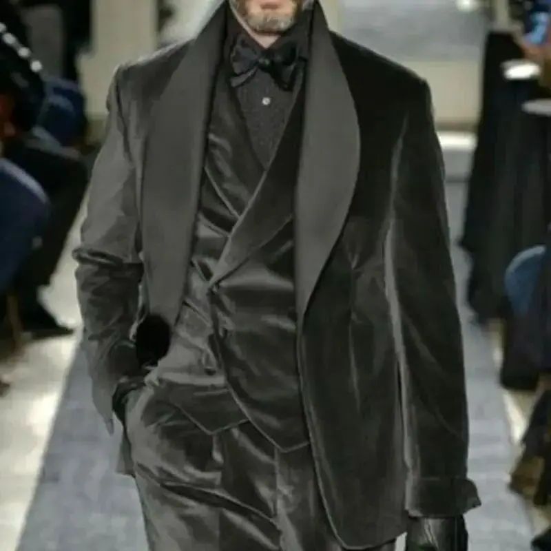 Black Velvet Men Suits Custom  - Men Formal Wear Vest ulasan dan harga