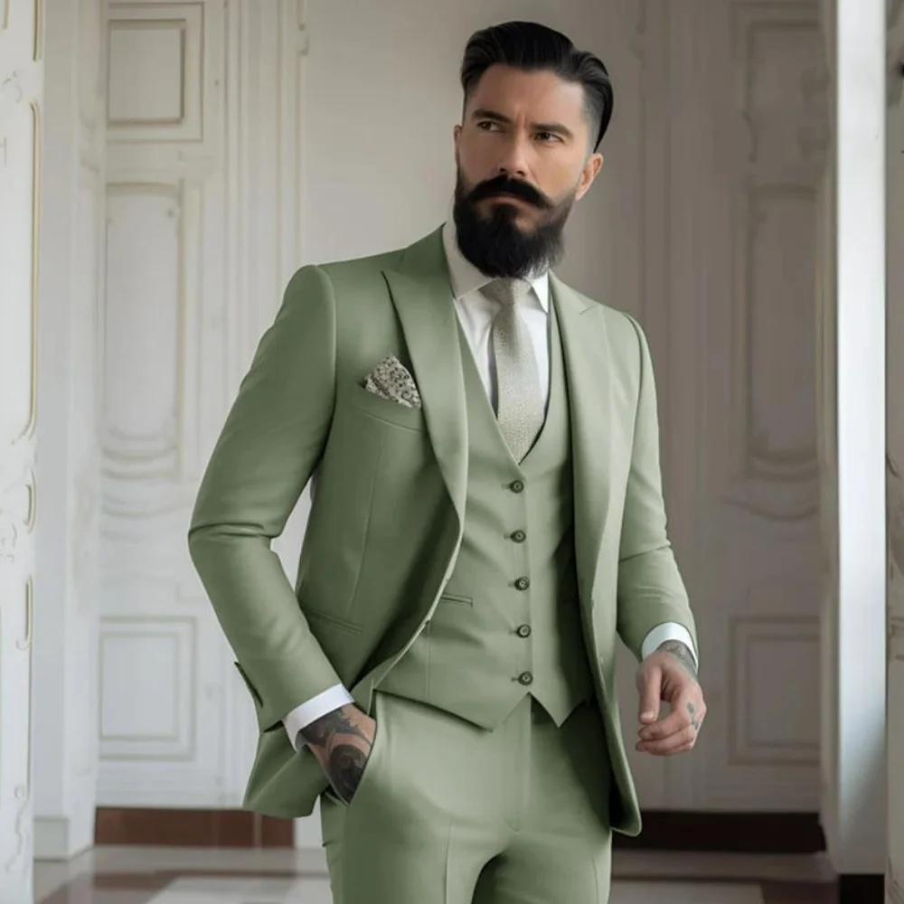 3 Pieces Post Khaki Suits Men  - Khaki Formal Wear Men ulasan dan harga