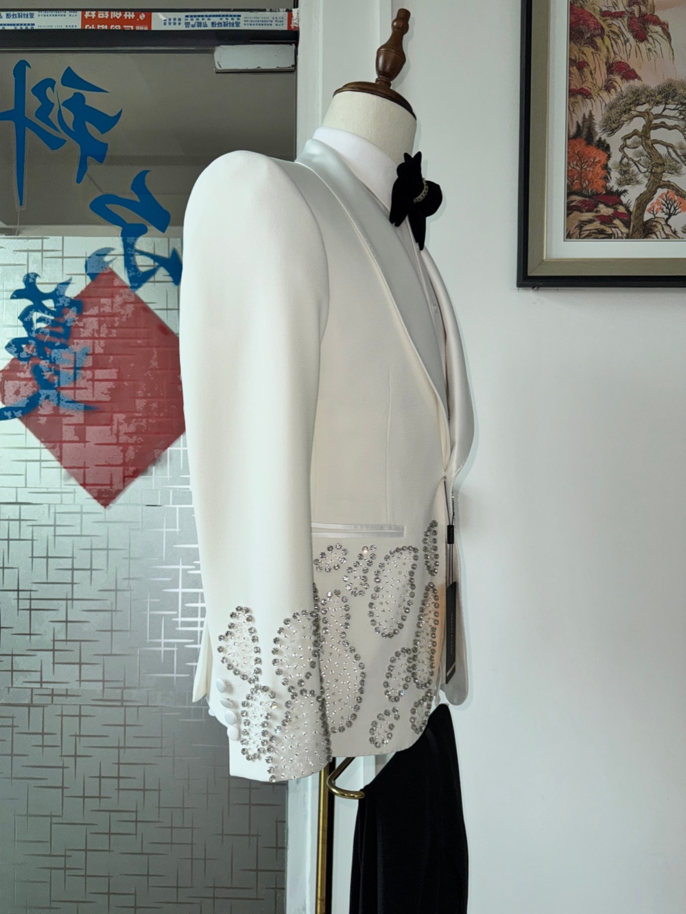 White Luxurious Beaded Man Sui - Formal Wear For Men In Wedding ulasan dan harga