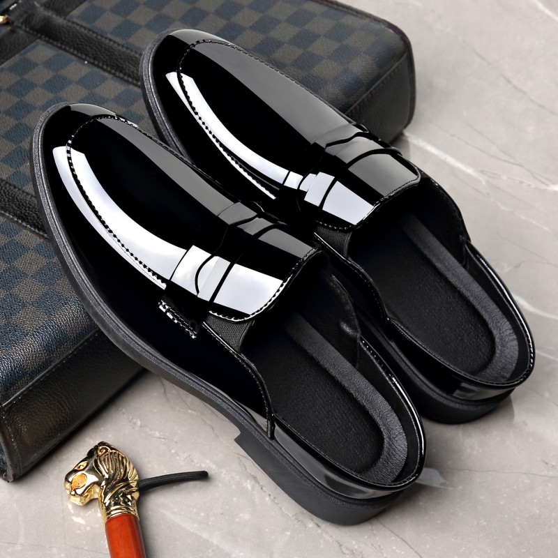 Men Black Patent Leather Mules - Formal Men Daily Wear Slippers ulasan dan harga
