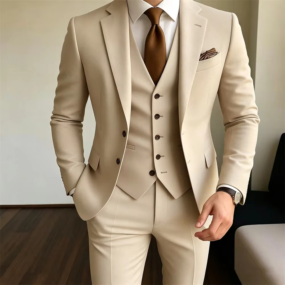 Khaki Men's Suits 3 Pieces Jac - Khaki Formal Wear Men ulasan dan harga