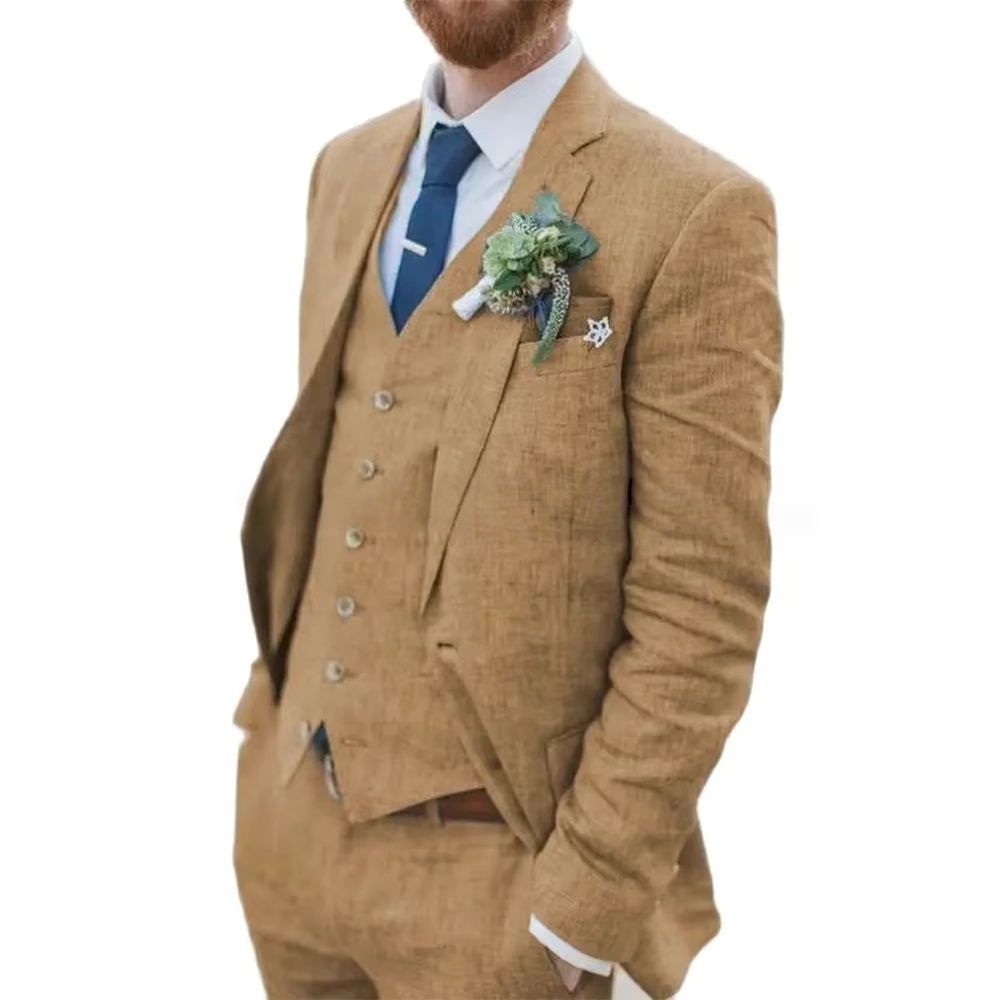 3 Piece Men's Retro Linen Men  - Men Formal Wear Vest ulasan dan harga