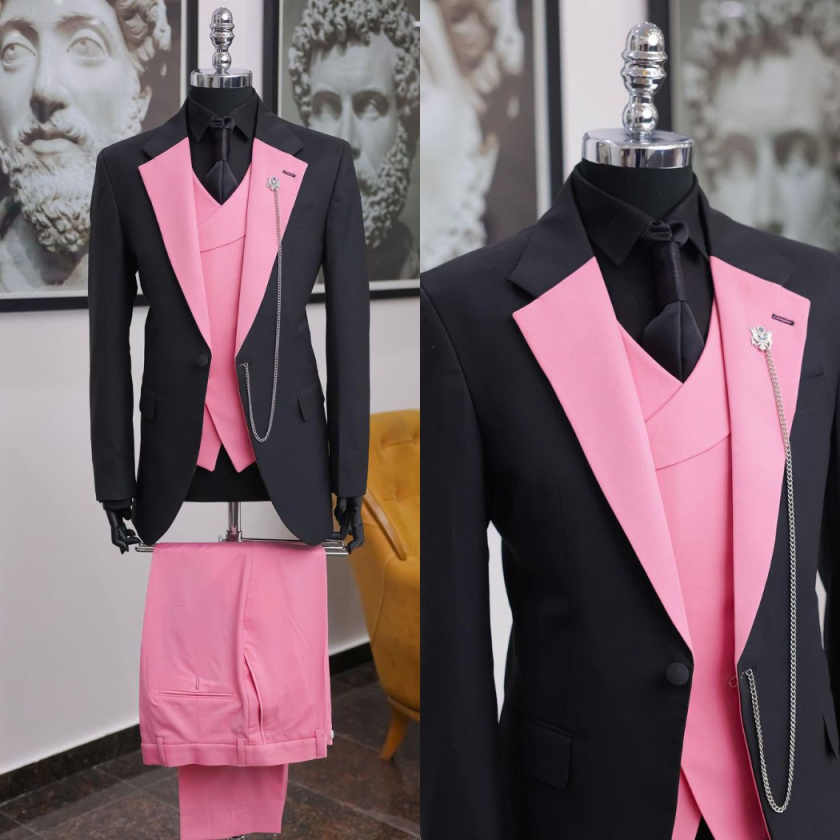 Luxury Black Pink Men Tuxedo S - Men Formal Wear Shop ulasan dan harga