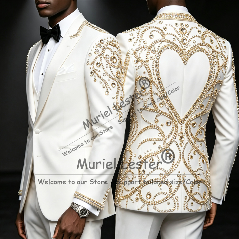 3 Piece Sets Gold Diamond Bead - Unique Men'S Formal Wear ulasan dan harga