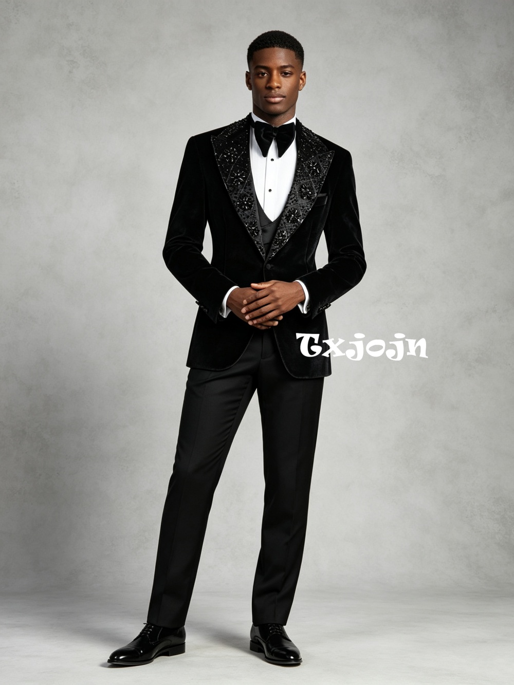 Men's Black Velevt Beaded Suit - Formal Wear For Men In Wedding ulasan dan harga