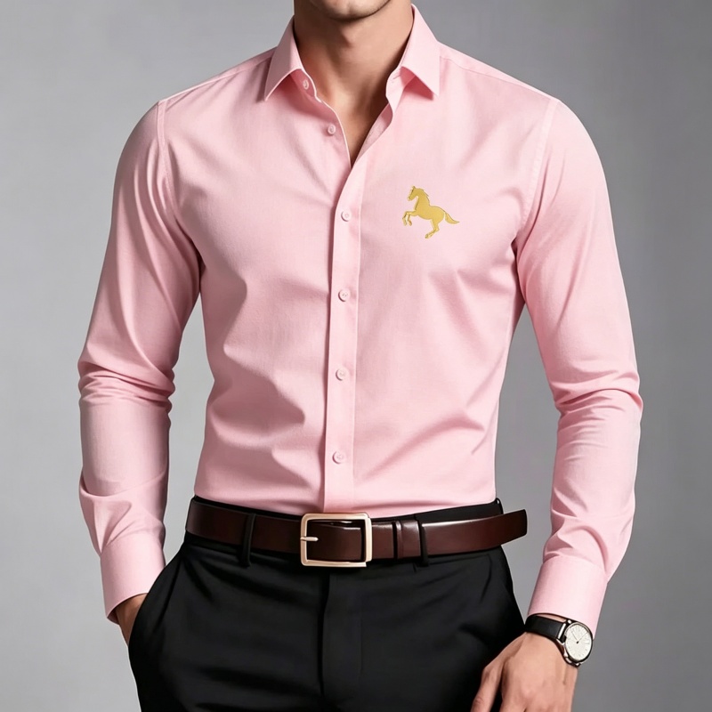 Elegant Golden Horse Logo Prin - Men Formal Wear Shop ulasan dan harga