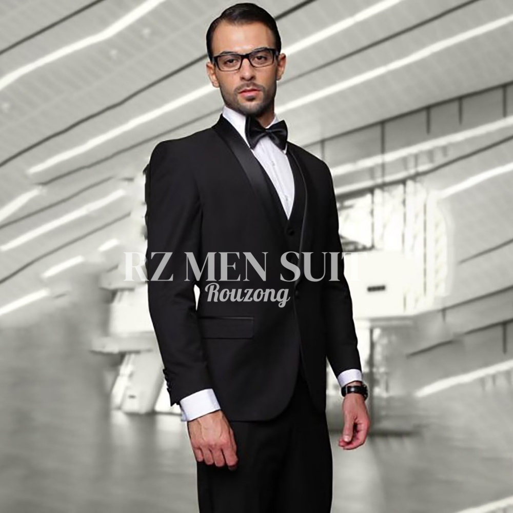 Mens 3 Piece Tuxedo Suit Slim  - Men Formal Wear Vest ulasan dan harga