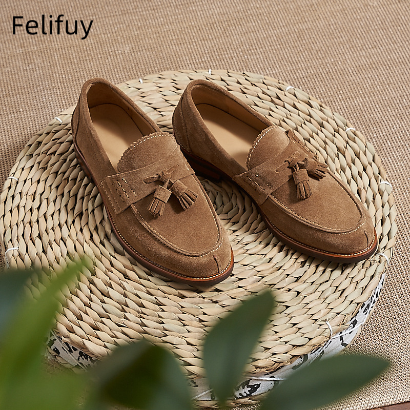 New Brown Men Flat Loafers Cow - Formal Wear For Men In Wedding ulasan dan harga