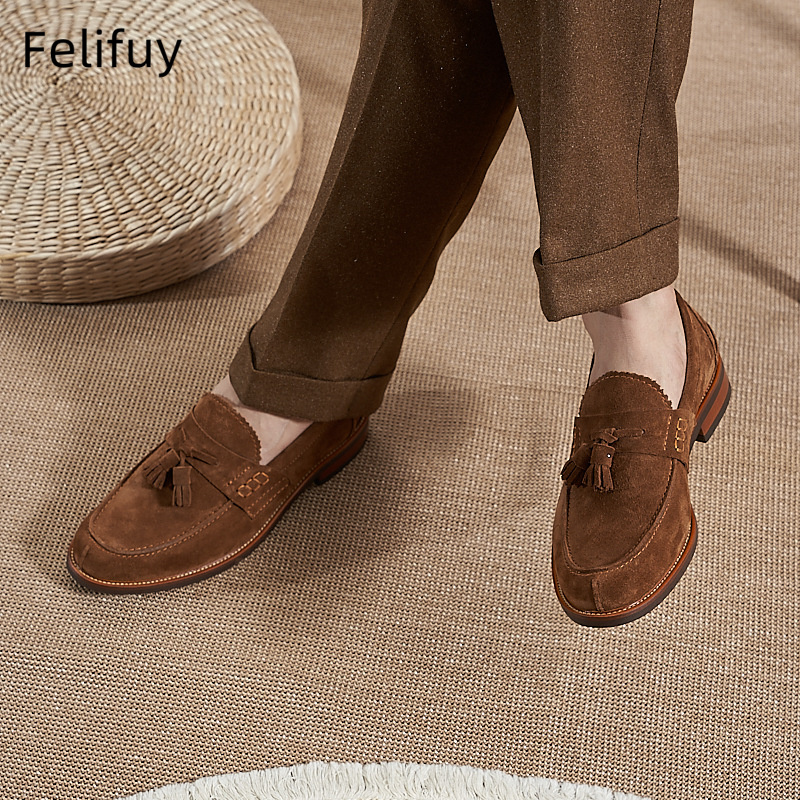 New Brown Men Flat Loafers Cow - Formal Wear For Men In Wedding ulasan dan harga
