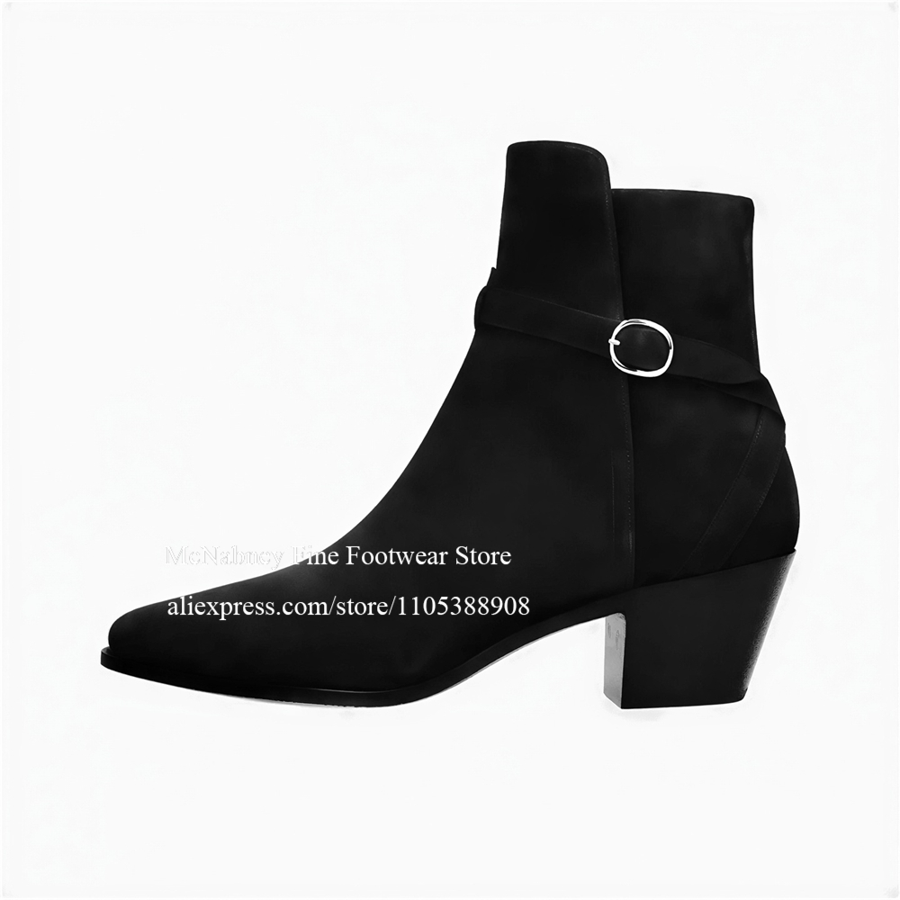 Luxury Black Suede Buckle Stra - Mens Formal ulasan dan harga