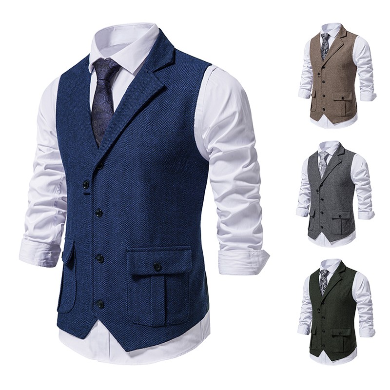 Men Suit Vest Herringbone Fabr - Men Formal Wear Vest ulasan dan harga