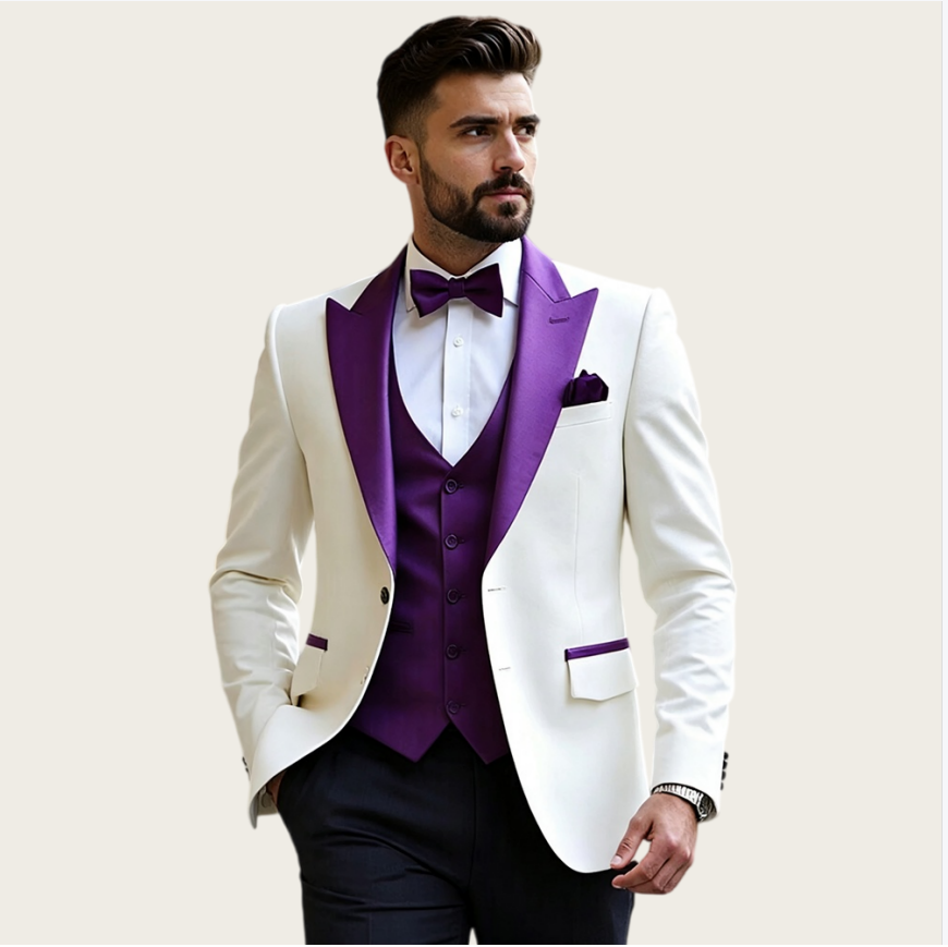 White Men‘s Suits 3 Pieces Sli - Men Formal Wear Vest ulasan dan harga
