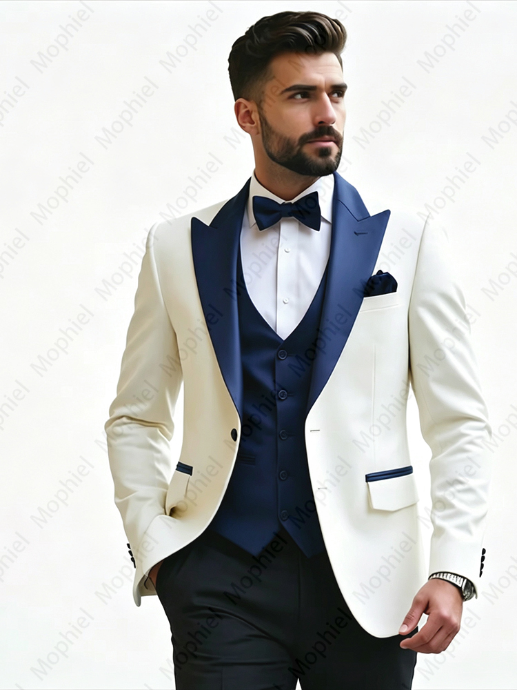 White Men‘s Suits 3 Pieces Sli - Men Formal Wear Vest ulasan dan harga