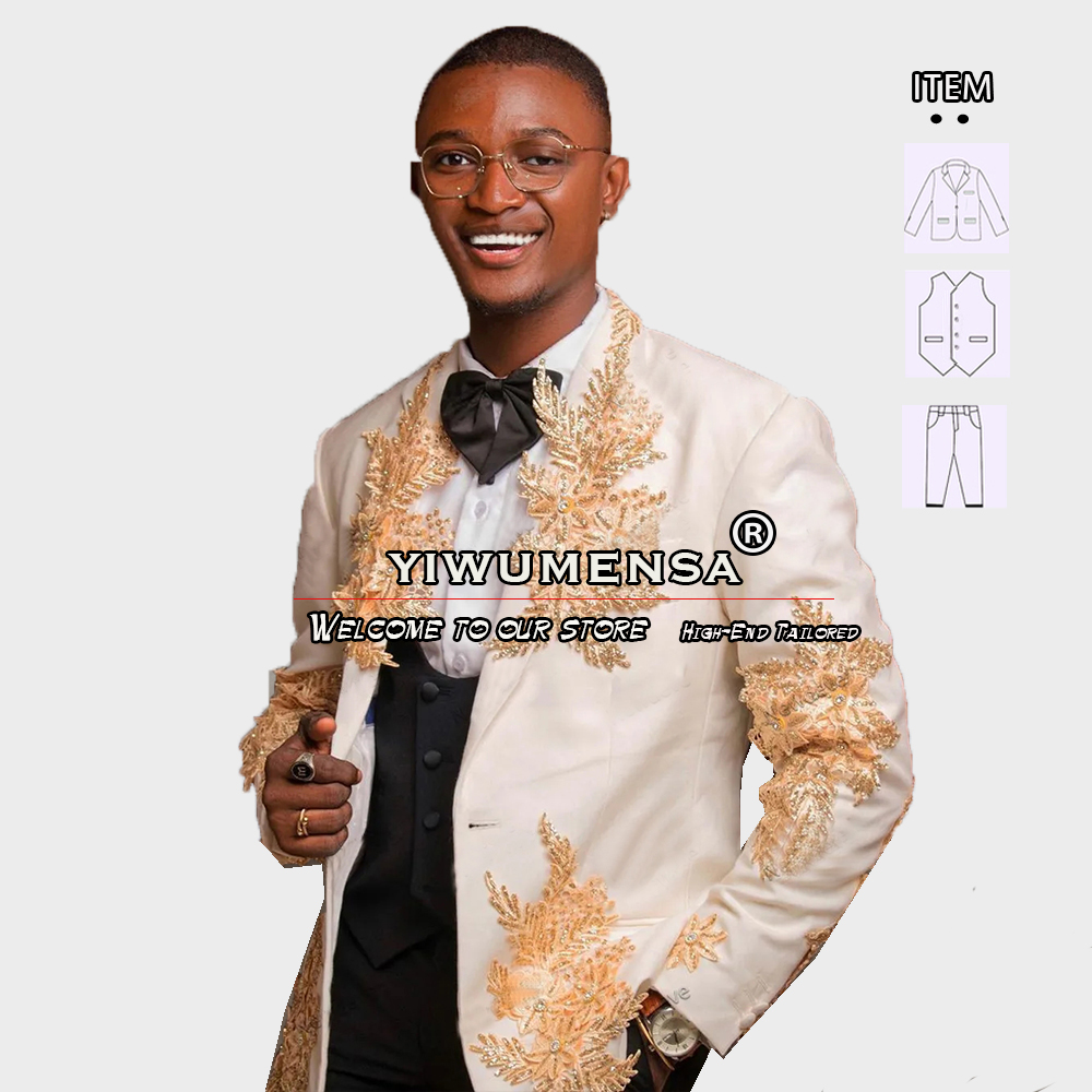 Customized 3 Pieces Suits Men  - Formal Wear For Men In Wedding ulasan dan harga