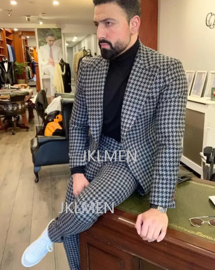 Houndstooth Mens Suits 2PCS We - Formal Wear For Men In Wedding ulasan dan harga