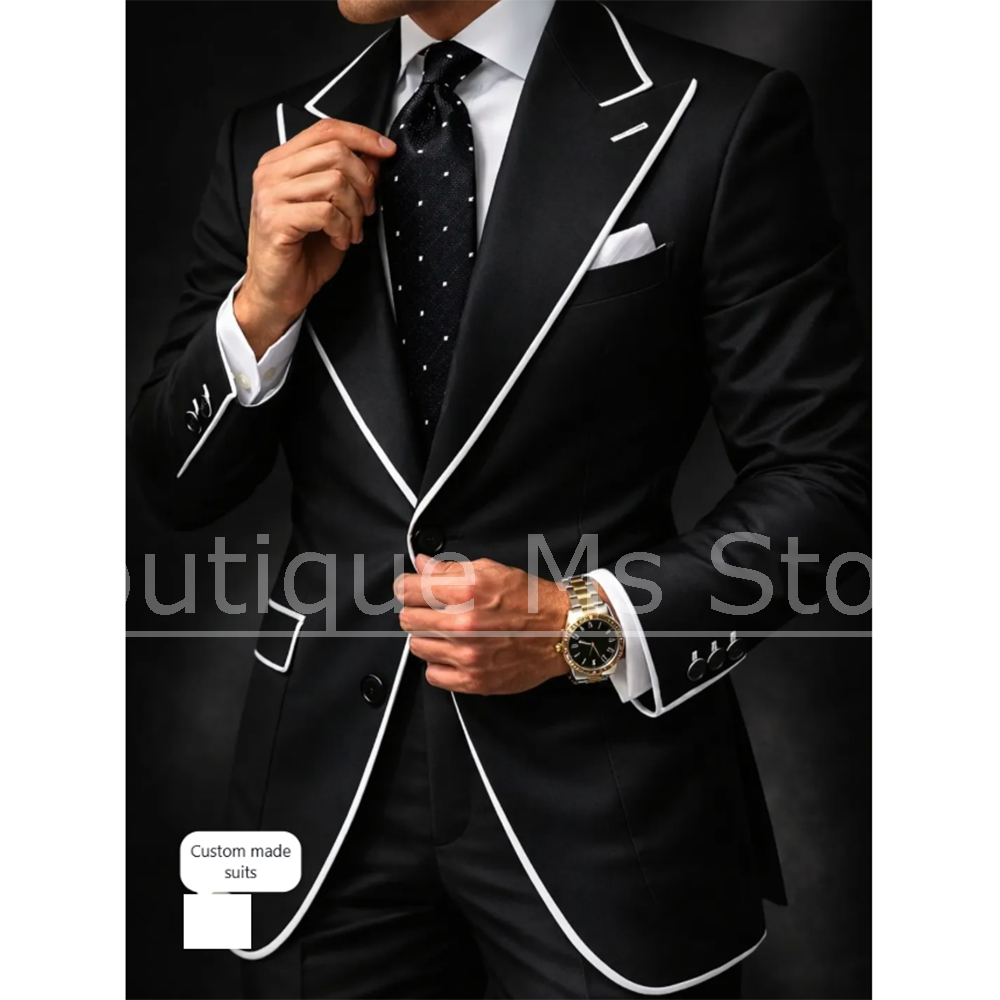 Men Suit with White Piping 2 P - Men'S Formal Wear Rental ulasan dan harga