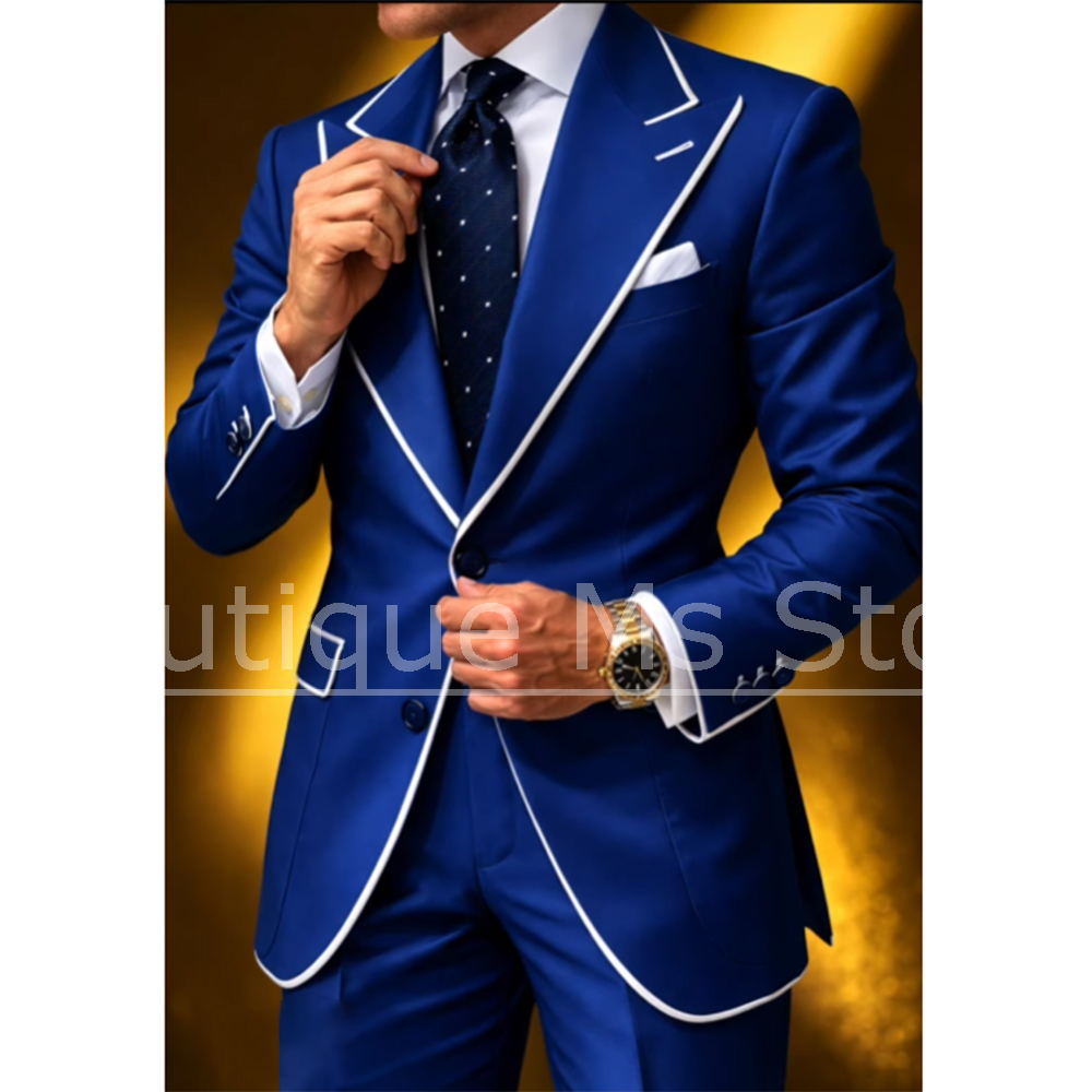 Men Suit with White Piping 2 P - Men'S Formal Wear Rental ulasan dan harga